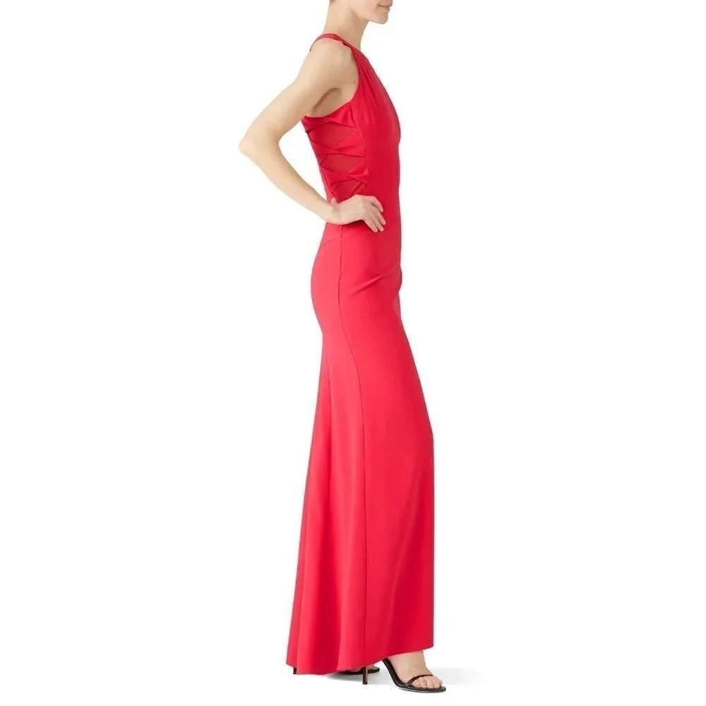 Halston Twist Mesh Insert Gown in Fuchsia 4 Women… - image 2